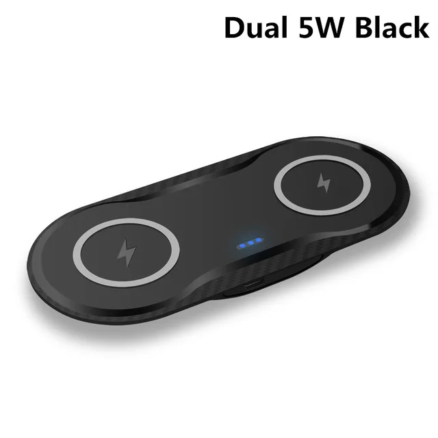 5W Black 2 в 1 10 Вт двойное сиденье Qi Беспроводное зарядное устройство для samsung S10 S9 S8 Быстрая Зарядка Док-станция Pad Usb C для IPhone 11 Pro XS Max XR - Цвет: 5W Black