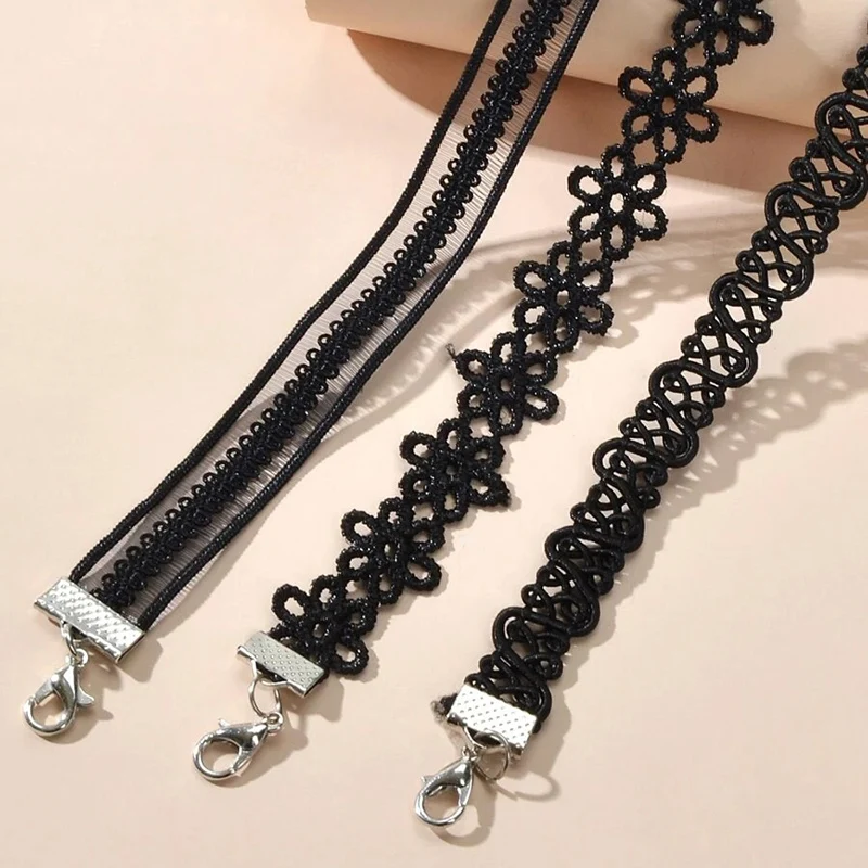 Happy date 2 Set Chokers Black Choker Necklaces for Women Teen Girls Gothic  Collar Lace Choker Set Velvet Chocker