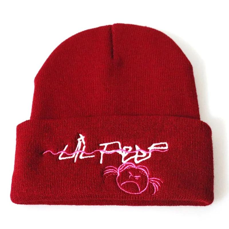 Lil Peep Beanie с вышивкой Love lil. peep Мужская и женская вязаная шапка вязанные шапочки Skullies теплая зимняя унисекс Лыжная хип-хоп шапка - Цвет: RD2