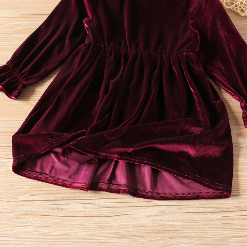 Vestidos sukienki/модное платье для девочек; коллекция года; Сезон Зима; однотонное теплое платье принцессы с рюшами для маленьких девочек; официальная одежда