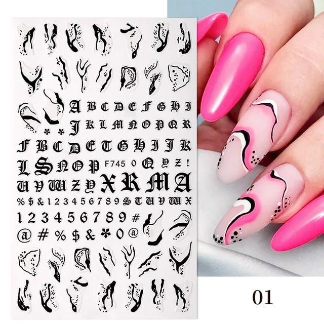 1PC Lines Maple Leaves Nail Foil Stickers Autumn Gold Flower Leaves Transfer Decals Slider Nails Art Decoration DIY Manicures F745 01