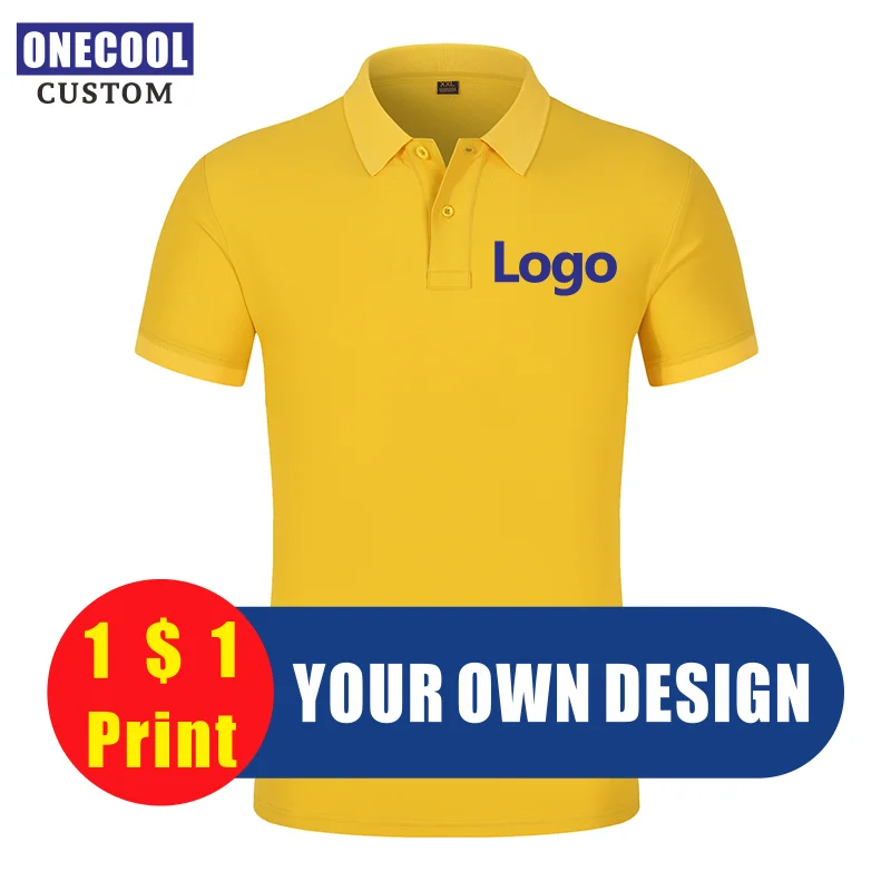 

ONECOOL High Quality Polo Shirt Custom Logo Summer Print Personal Picture Text Embroidery Brand 8 Pure Colors Asian Size S-4XL