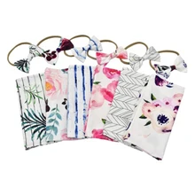 Пеленальное Одеяло из муслина для новорожденных; спальный мешок для младенцев; пеленка+ повязка на голову; 2 шт