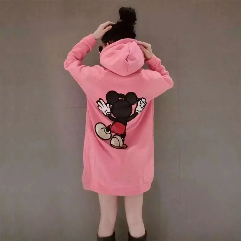 Harajuku/одежда с героями мультфильмов Женская милая Длинная толстовка с капюшоном Женская Повседневная свободная толстовка кардиган-пончо осенне-зимняя Толстовка для девочек