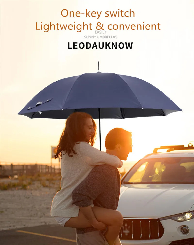 Leodauknow мужские длинные ручки большого диаметра зонтик дождя. Простой и атмосферный простой цветной зонтик стиль зонта