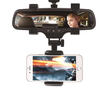 

Universal Use Car Phone Holder Rearview Mirror Mount GPS Smartphone Stand Car Accessories ABS Black Color