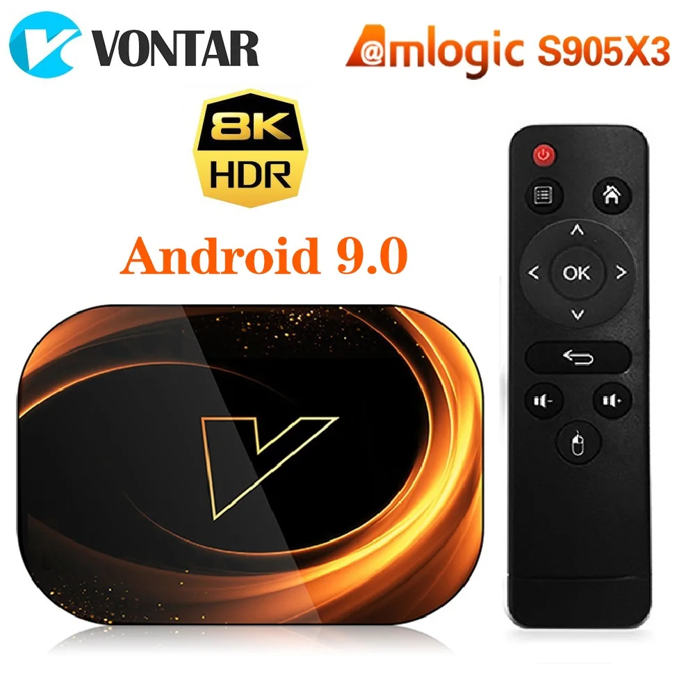 VONTAR X3 8K Amlogic S905X3 4 Гб ОЗУ 64 Гб ТВ приставка Android 9,0 приставка 1000 м двойной Wifi 4 к Youtube Netflix Смарт ТВ приставка 4G 32G