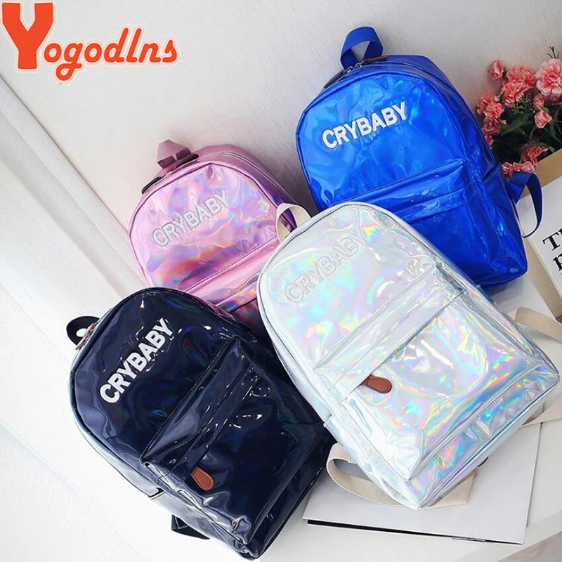 Yogodlns женский голографический рюкзак женский лазер малой мощности PU кожаный рюкзак для путешествий Серебристая голограмма школьные сумки для девочек-подростков