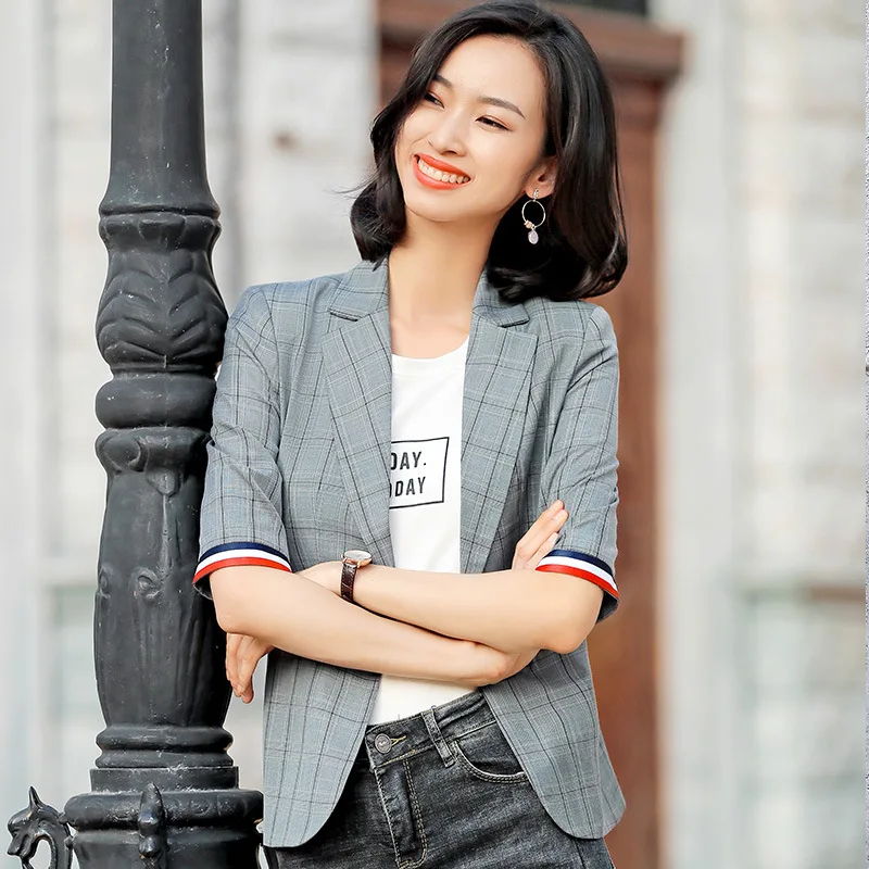 

2019 Spring And Autumn New Style Suit Jacket Women's Korean-style Business Slim Fit-Style Half Sleeve One-Button Casual Suit Fas