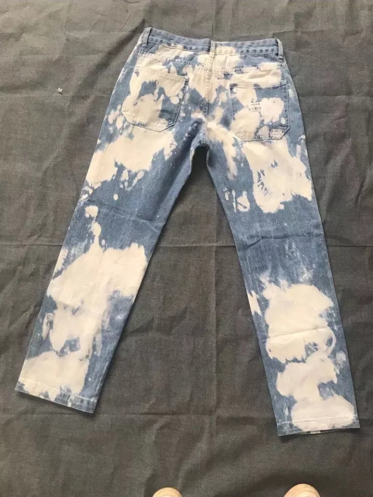 EH · MD®Jeans dritti uomo sciolto cielo blu nuvole bianche decorazione  pantaloni larghi alla moda tasche grandi sbiancate elastiche di grandi  dimensioni - AliExpress Men's Clothing