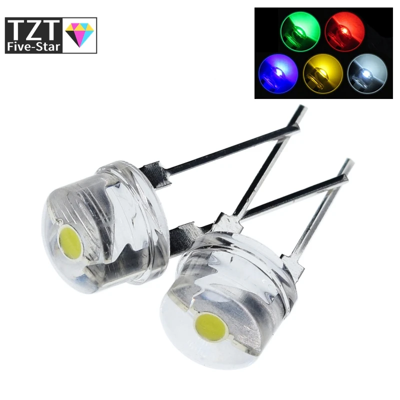 10/100PCS NEUE F8 8mm 0,5 W 3,0-3,2 V Stroh hut LED Weiß Super helle LED lampe Weitwinkel Transparente LED Lampe Strohhut LED – Detail 6