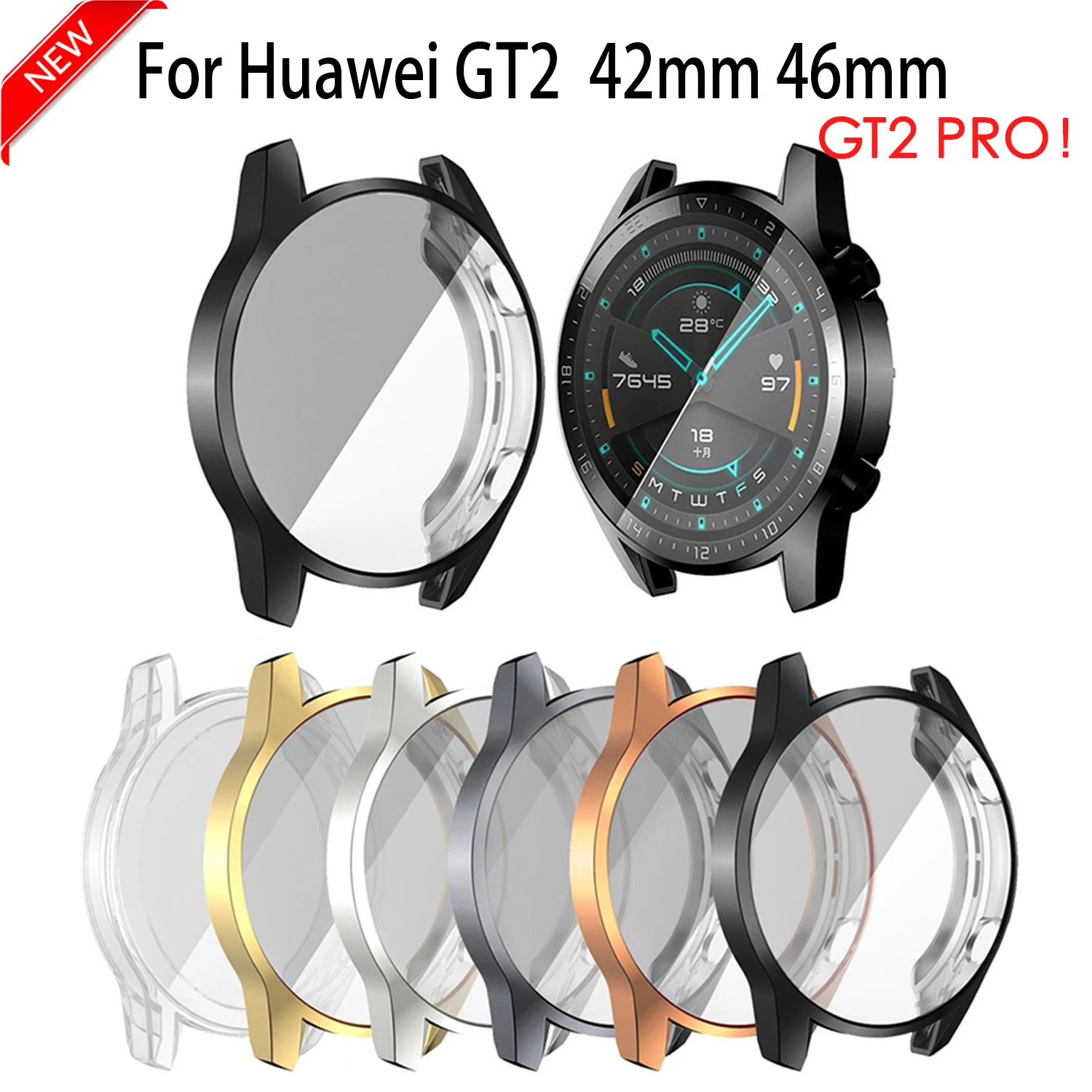 TPU Case for Huawei Watch GT2 PRO 46mm Screen Protector Cover for Huawei GT2  Sports Watch Bumper Case Bumper Shell Protector - AliExpress Watches