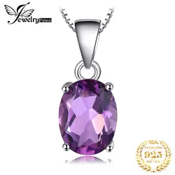 JewelryPalace серебряные украшения Цепочки и ожерелья подвеска 1.7ct Природные Фиолетовый аметист камень Твердые стерлингово