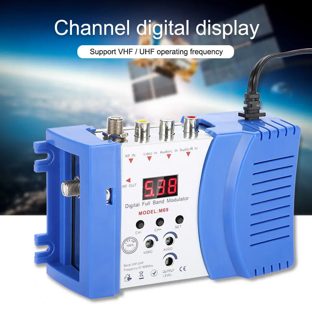 Профессиональный цифровой VHF uhf RF модулятор AV к RF AV к ТВ конвертер адаптер ING-SHIPPING