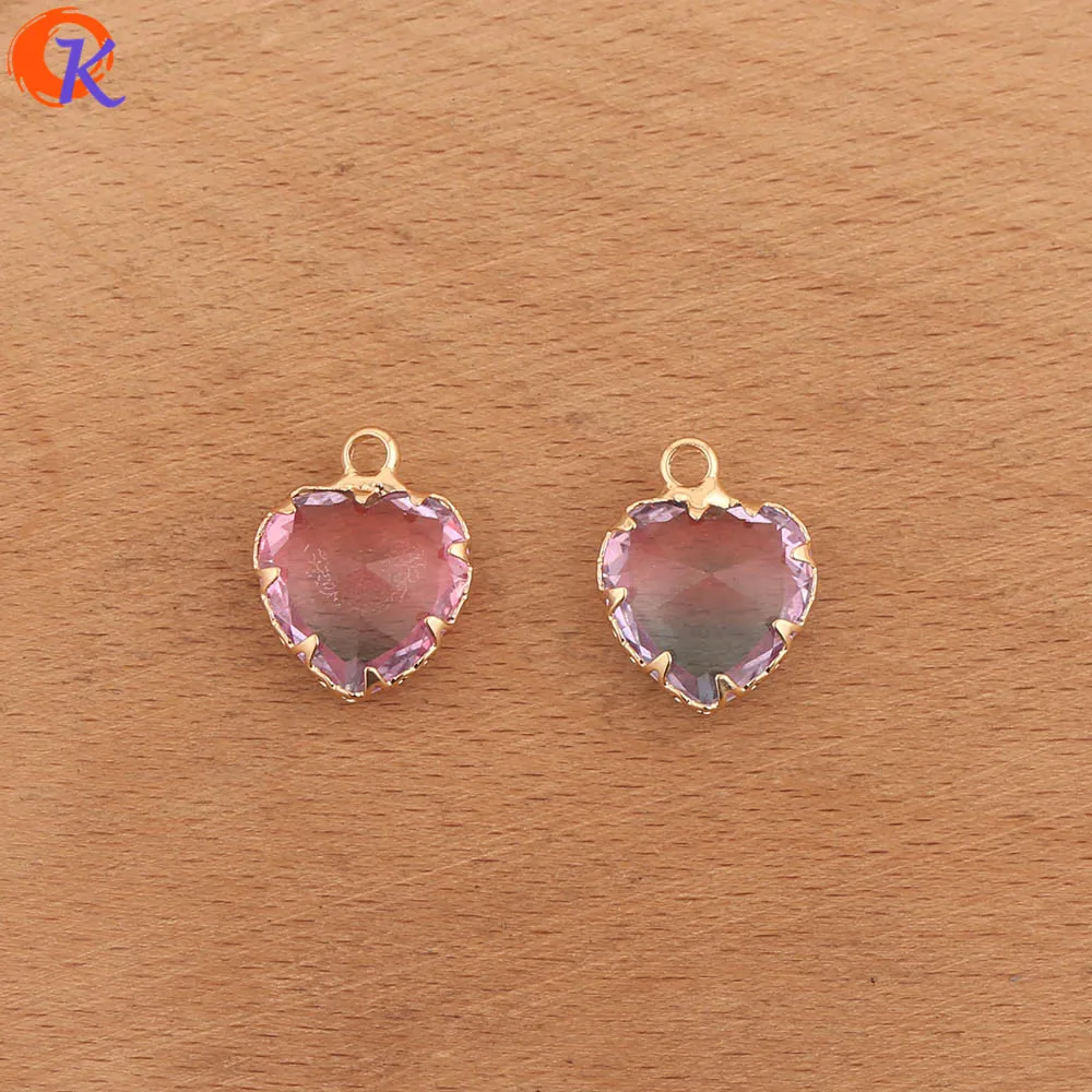 Pink Blue Сердечный Дизайн 50 шт 12*15 мм ювелирные аксессуары/Подвески Ювелирные изделия/кристалл кулон/сердце форма/diy части/ручная работа/застежки для сережек - Цвет: Pink Blue