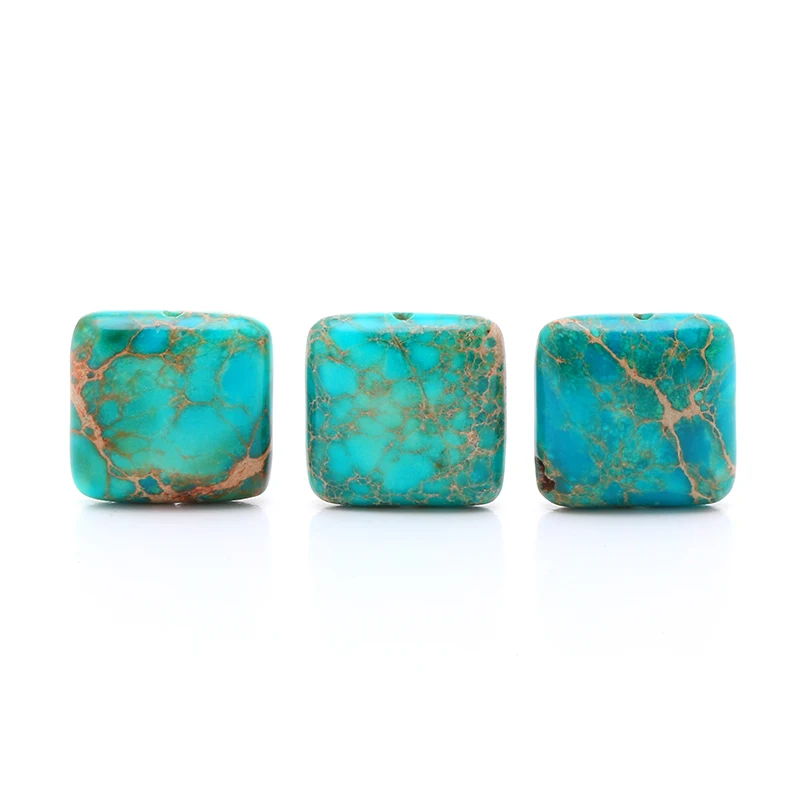 Emperor Pine Beads Natural Stone 14mm Square Shape See sediment Loose bead fit Jewelry Bracelet Making DIY DXT02302