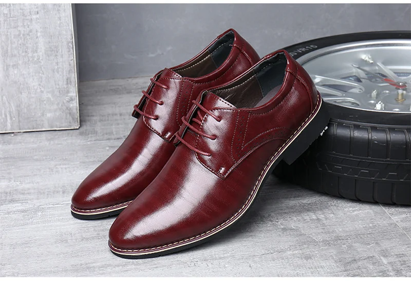 Mazefeng/мужские кожаные оксфорды в британском стиле; Цвет черный, синий; обувь ручной работы; удобная официальная обувь; мужская обувь на плоской подошве; на шнуровке; большие размеры 38-48