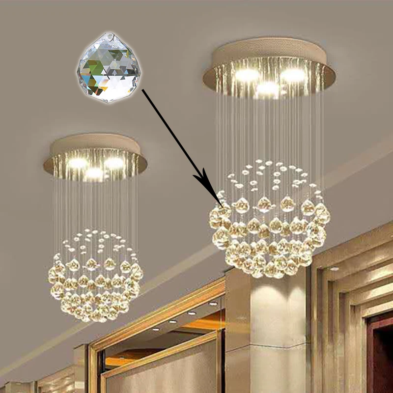 Pendentif Boule De Cristal K9 Coloré - Attrape-lumière Arc-en-ciel Pour Fenêtre, Lustre, Décoration Intérieure - 19,5 Cm