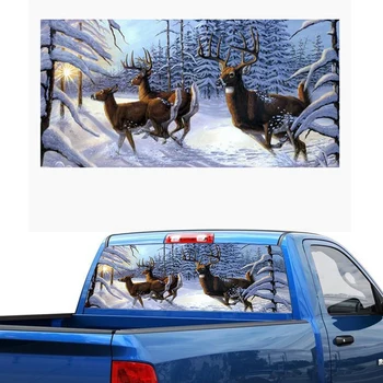 

Car Stickers Snow Deer Pattern Rear Window Decal Auto Vinyl Film Stickers Universal Car Pickup Accessories