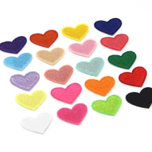 20 Cloros 2Pcs/lot Cute Love Heart Embroidery Patches For Clothes Children Scrapbooking DIY Stripes Stickers Badges Wholesale
