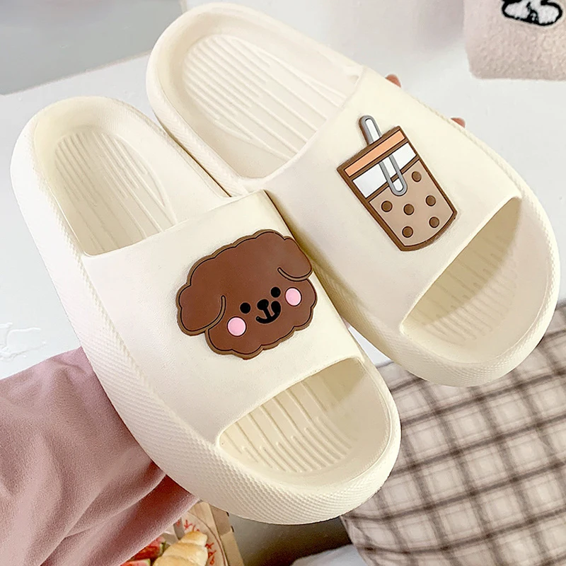 2022 Cute Bear Summer Platform Slippers Women Open Toe Flip Flops Shoes Outdoor Beach Slides Sandals Woman EVA Bathroom Slippers 