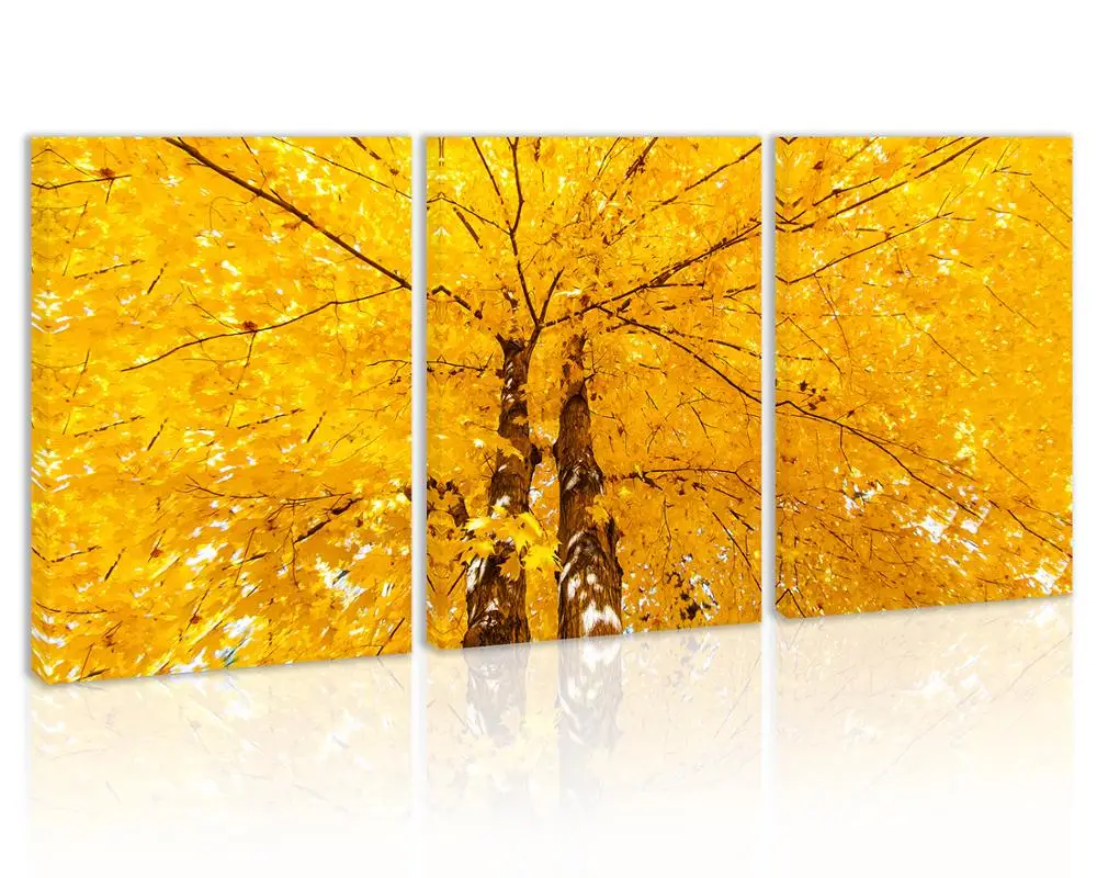 

Autumn Golden Tree Leave Maple Wall Art Decor Canvas Painting Kitchen Prints Pictures for Home Living Dining Room