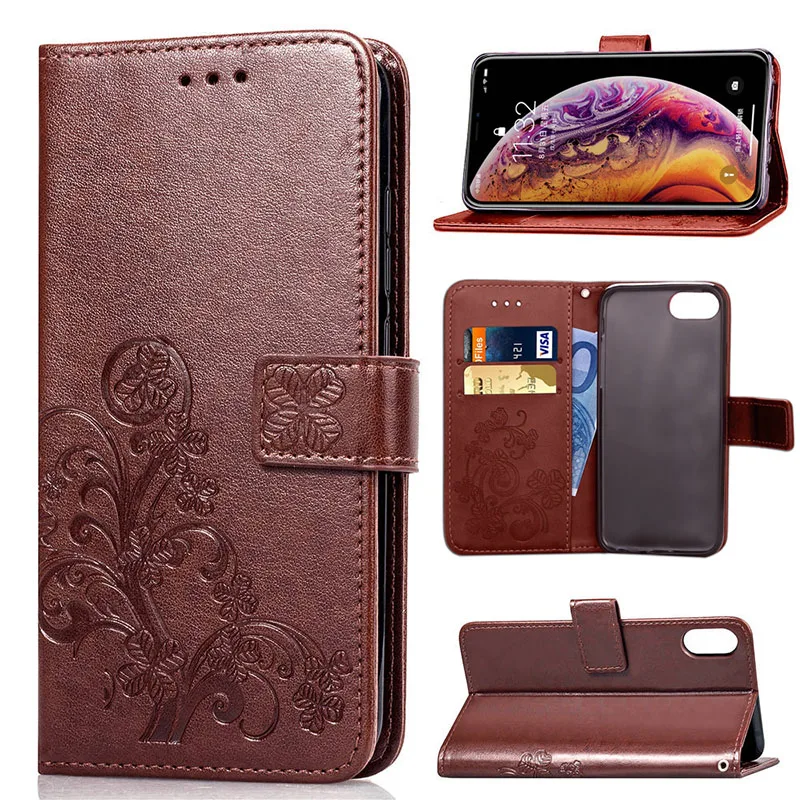

Retro PU Leather Wallet Flip Case For Sony Xperia Z L36h C6603 C6602 Embossed Clover Vintage Cover Cases
