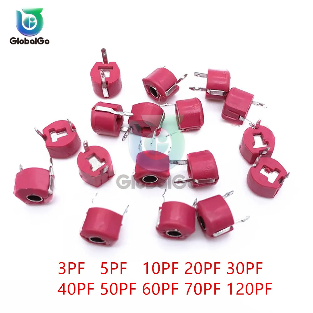 

10pcs/Lot 6MM Adjustable Capacitor Assortment Kit 3pf 5pf 10pf 20pf 30pf 40pf 50pf 60pf 70pf 120pf Trimmer Variable Capacitance