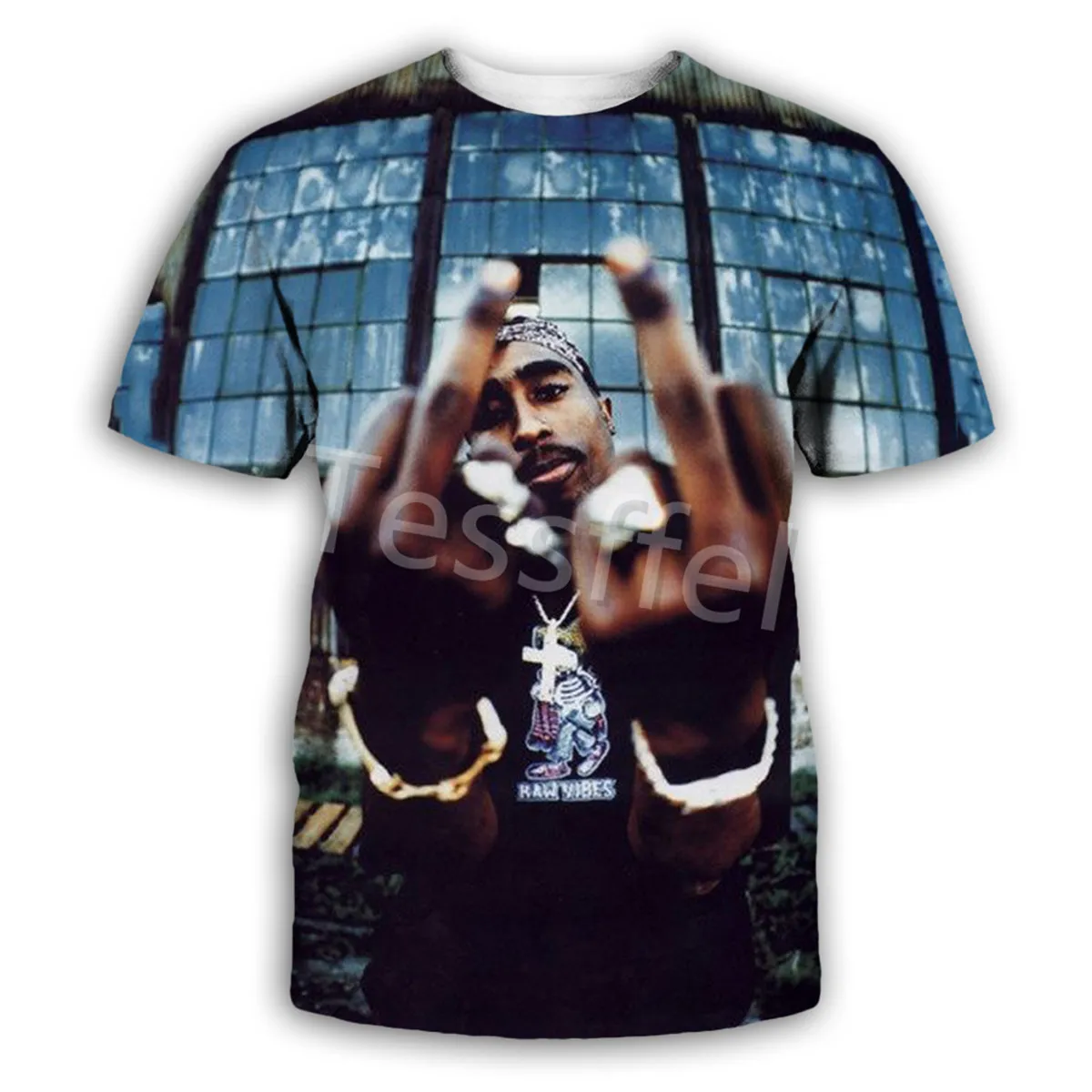 

Tessffel 3D Printed Rapper Rapstar 2pac Fashion Harajuku Short-Sleeved Hip-Hop T-shirt Unisex Clothing Style-7
