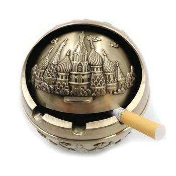 

Globe Metal Ashtray With Castle Pattern Portable Travel Car Windproof Cigarettes Ashtray 3*2.8inch