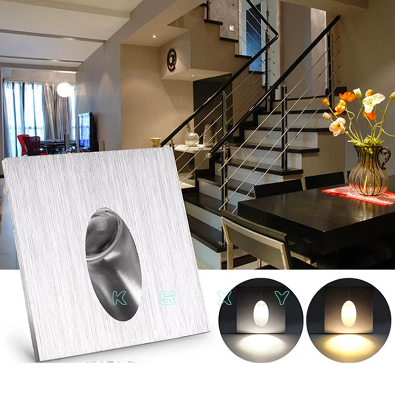 Aluminum Modern Brief LED Stair Light 85-265V 1W 3W Embedded Spotlight Background Light Step Aisle Lamp
