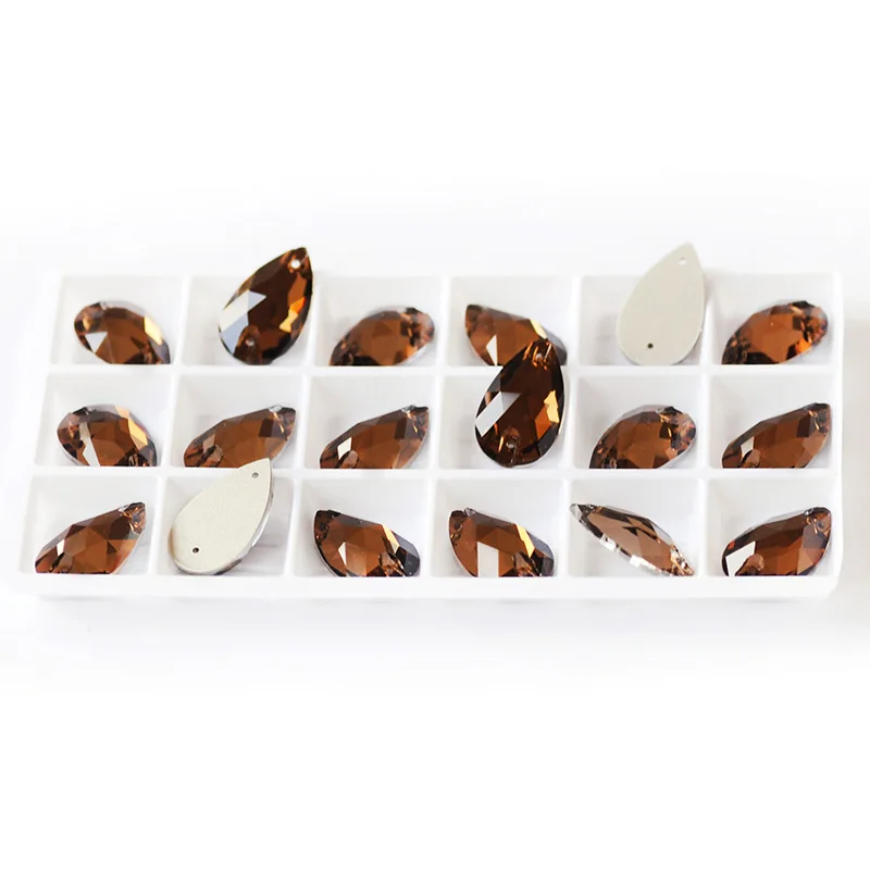 Smoked Topaz 6A Стразы наивысшего качества, шитье стразами, камни слеза, пришивные стразы для украшения платья, сумок, одежды, обуви - Цвет: Smoked Topaz
