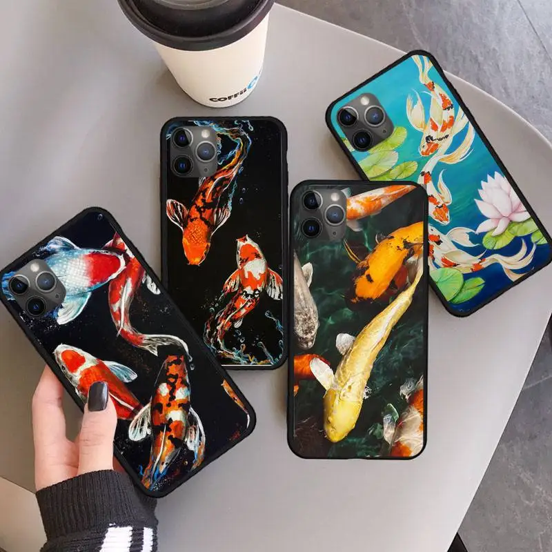 

Chinese Koi Fishes good luck Phone Case for iPhone 11 12 pro XS MAX 8 7 6 6S Plus X 5S SE 2020 XR soft shell funda hull