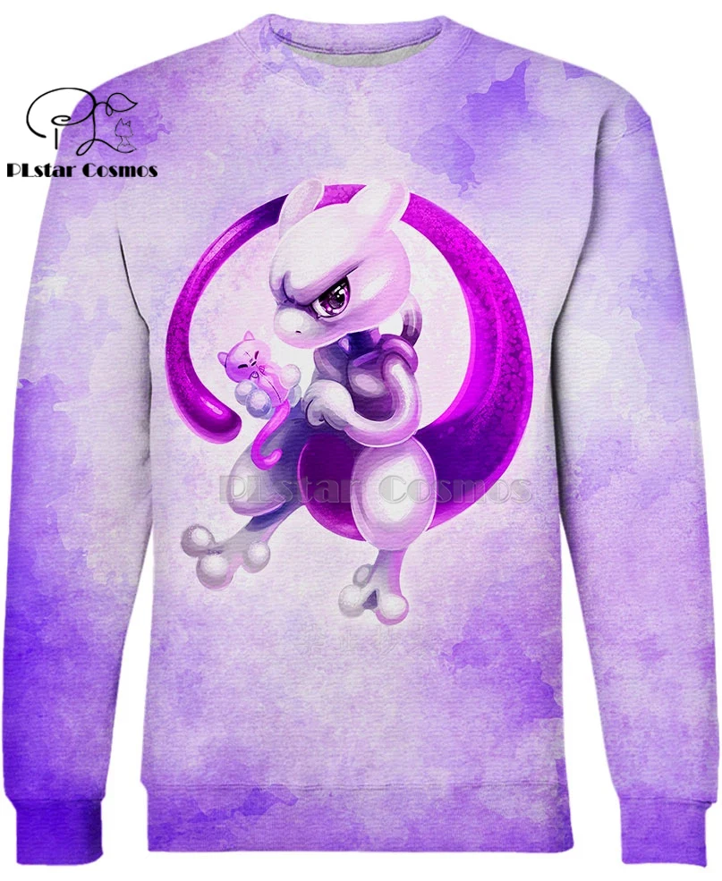  PLstar Cosmos japan anime pokemon Mewtwo cute 3d hoodies/Sweatshirt Winter autumn funny long selvee