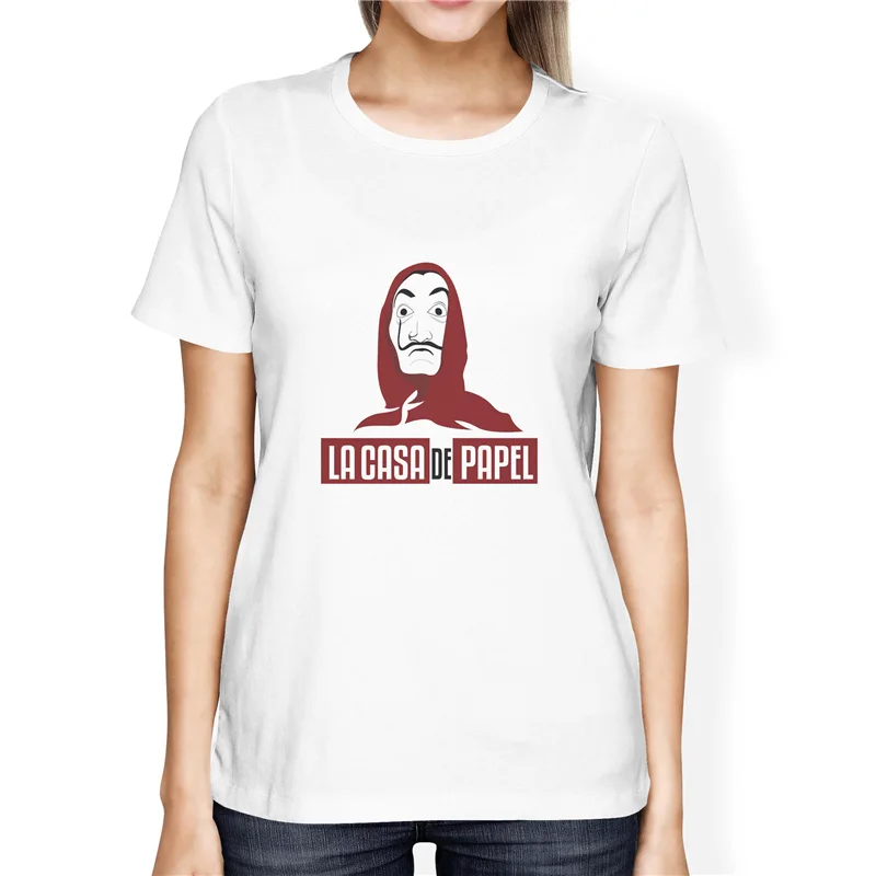 

Movie Money Heist The House of Paper La Casa De Papel Print T Shirt Women Funny Dali Print Tshirt Women Clothing Summer Top