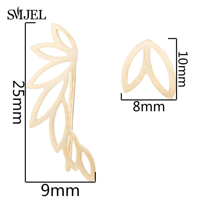 SMJEL, богемные серьги с листьями, ушной альпинист, Крошечные круглые серьги-гвоздики в виде звезд и перьев для женщин, повседневные ювелирные изделия, запонки в виде слона - Окраска металла: Gold Earring