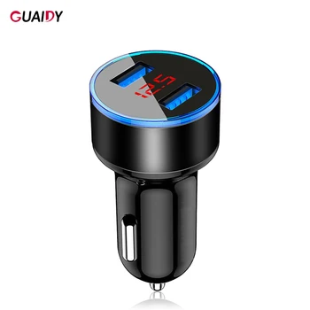 

LED Digital Display Car Charger Dual USB Stick Multi Protection Mobile Phone Smart Quick Charge Universal Mini Plain Adapter