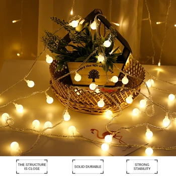 

Holiday Light Chain Ball LED String Lighting 10M Lamp Bulb Light String Waterproof Outdoor Wedding Christmas Led String Hot