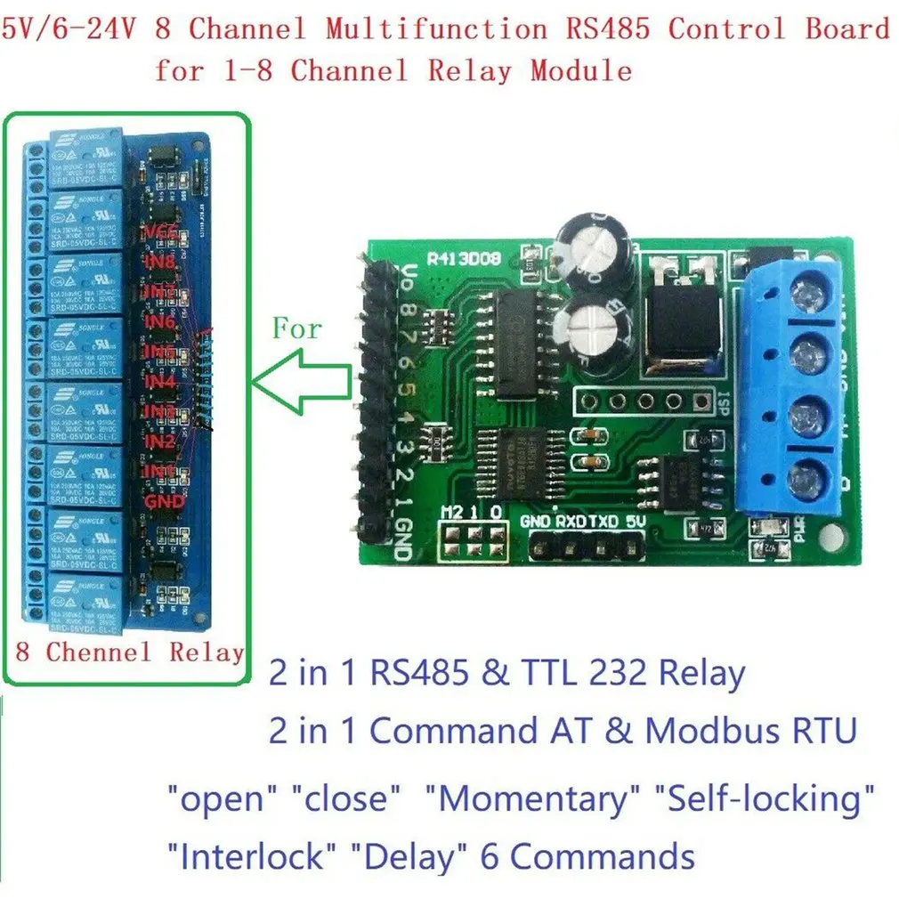 Прочный Gt004 8Ch Dc6-24V Rs485 Rs232(Ttl) Modbus Rtu Uart модуль управления для Реле Plc