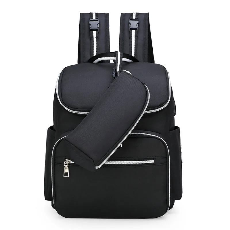 Black Diaper Bag LEQUEEN мумия сумки для беременных большой емкости подгузник Водонепроницаемая дорожная сумка рюкзак сумка для кормления детские сумки с интерфейсом USB - Цвет: Black Diaper Bag