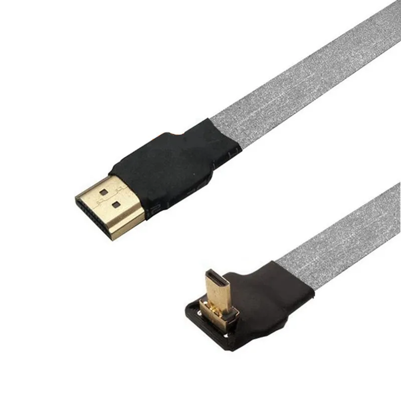 Ультратонкий HDMI кабель Micro с углом вверх штекер на Mini/Micro FPC плоский шнур защита от