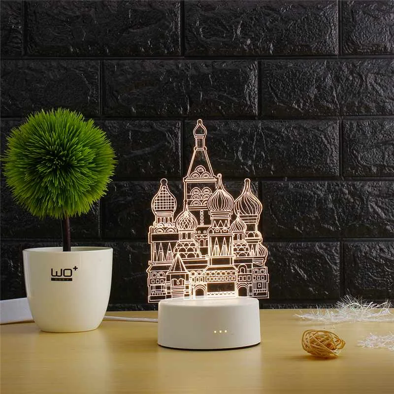 Castle ARILUX 3D светодиодный светильник, креативный 3D светодиодный ночник, новинка, иллюзия, ночник, 3D иллюзия, настольная лампа для дома, декоративная - Цвет: Castle
