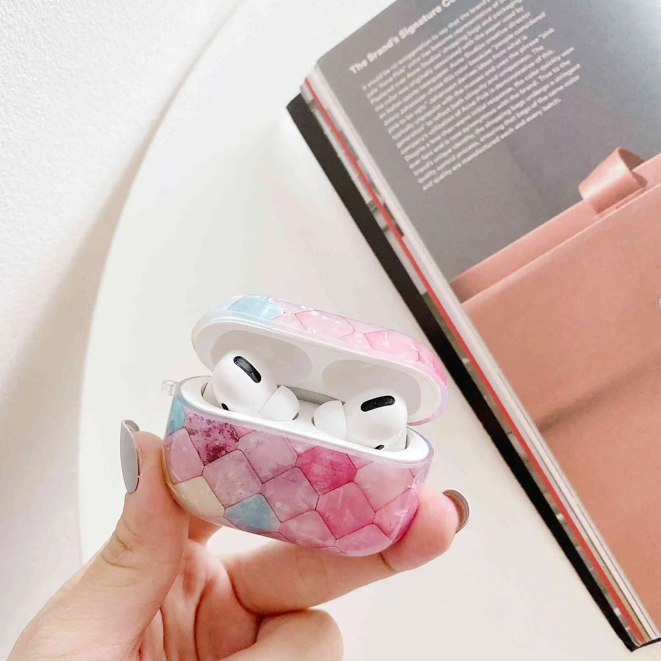 Чехол для AirPods Pro роскошный цветной силиконовый чехол наушников с изображением