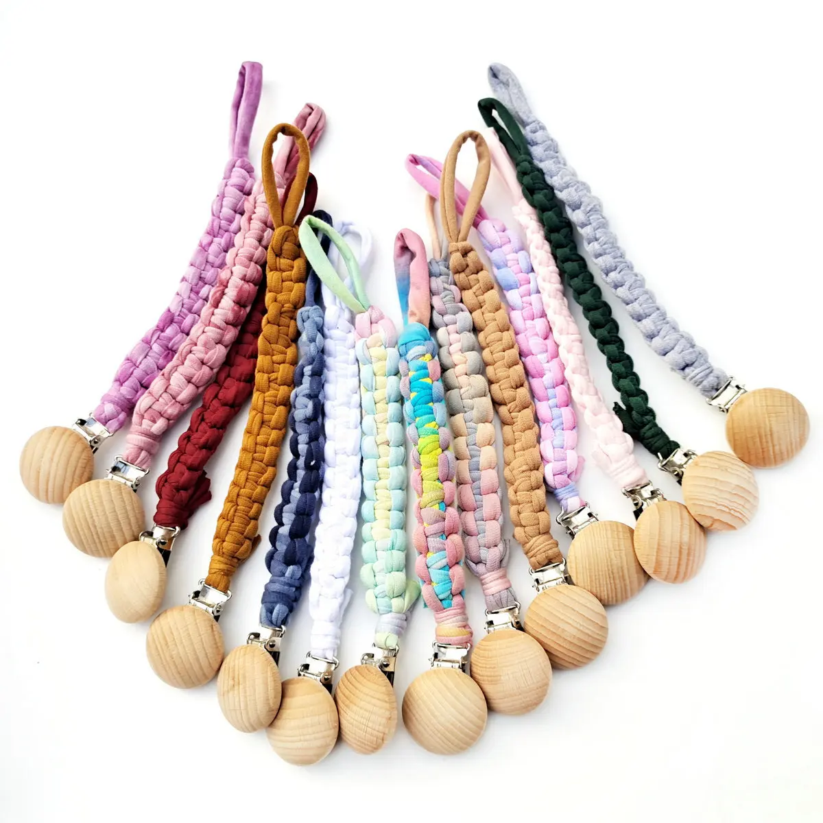 Braided Jersey Knit Pacifier Softfabric Binky Paci Binkie Clip Holder Baby Gift | Мать и ребенок