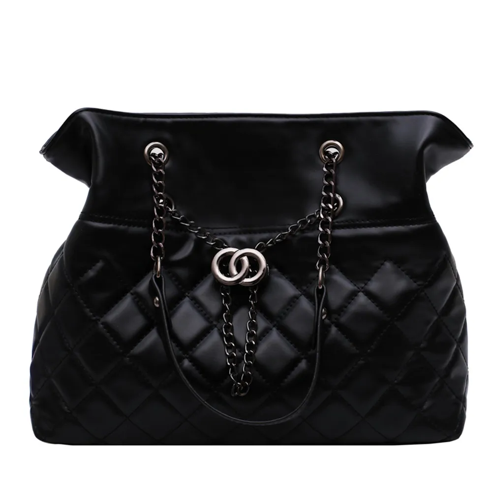 

2019 New Style Edge Lattice Chain Big Bag Versitile Fashion Graceful Bag Korean-style Large Capacity Shoulder Bag