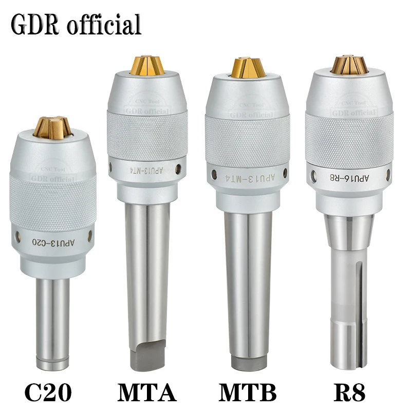 GDR MT2 MT3 MT4 MT5 C20 C25 C32 R8 APU13 APU16 automatic drilling chuck holder chuck APU13 APU16 APU self tightening drilling drill chuck tool holder