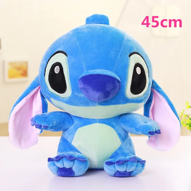 45cm blue 10-80 см Kawaii Stitch плюшевые игрушки мягкие милые аниме Лило и Стич шовные куклы для детей Детские Подушки Подарки на день рождения - Color: 45cm blue