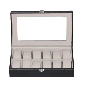 

12 Slots Watch Box Portable Travel Jewelry Bracelet Storage Case Organizer