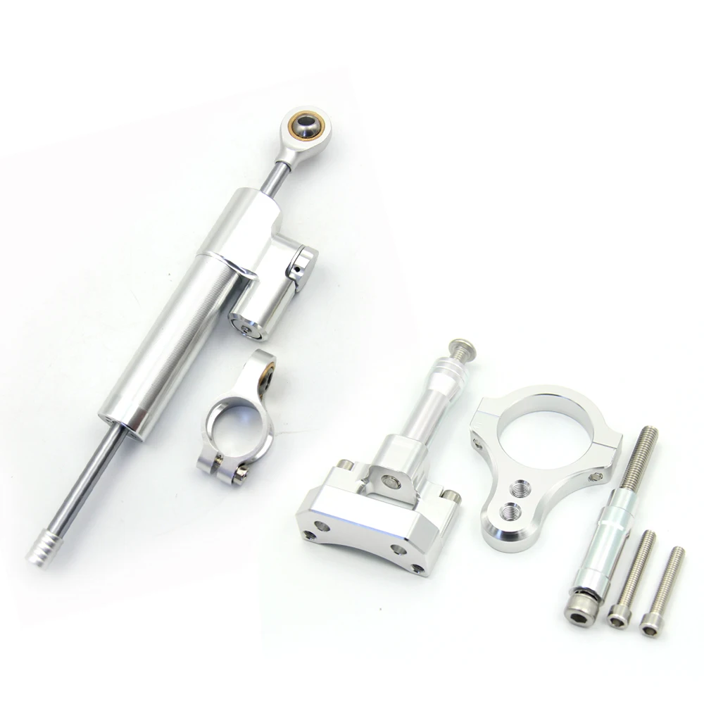 Silver-B CNC мотоцикл стабилизатор рулевой демпфер Монтажный Кронштейн Поддержка Комплект для Yamaha YZF R3 R25 MT03 MT25 - Цвет: Silver-B