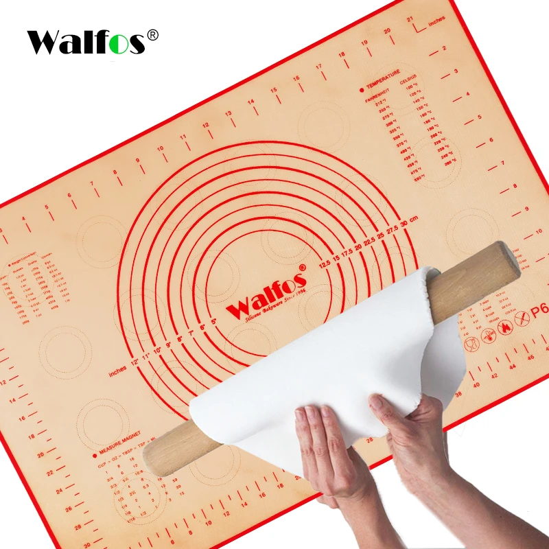 

WALFOS 40X60CM Non-Stick Silicone Baking Mat Pad Sheet Baking pastry tools Rolling Dough Mat Large Size for Cake Cookie Macaron